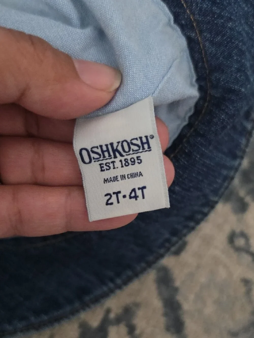 Vintage OshKosh B'gosh Denim Embroidered Floral Bucket Hat Sz 2T - 4T Y2K